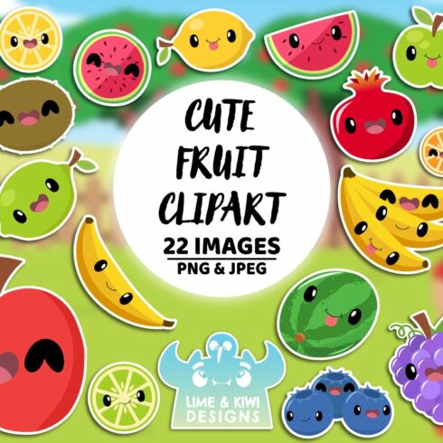 Cute Fruit Clipart cover image.