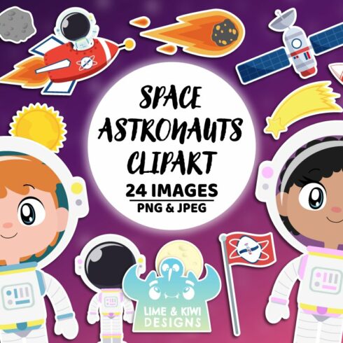 Space Astronauts Clipart cover image.