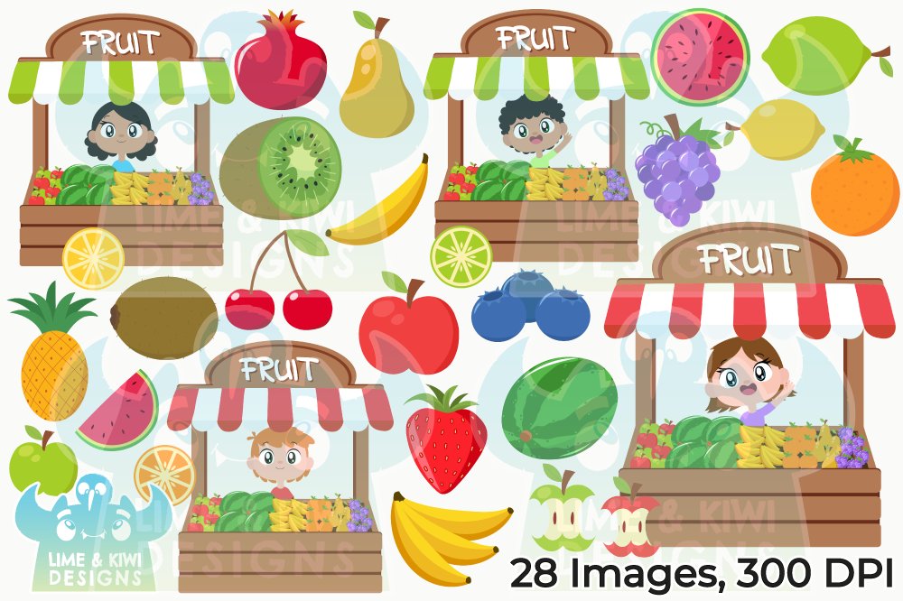 Fruit Stall Clipart preview image.