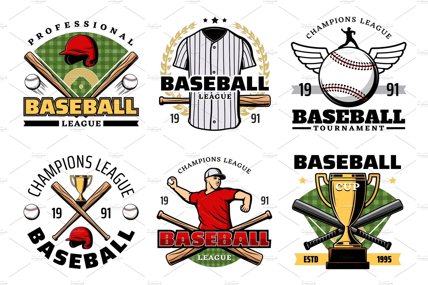 Baseball sport game icons cover image.