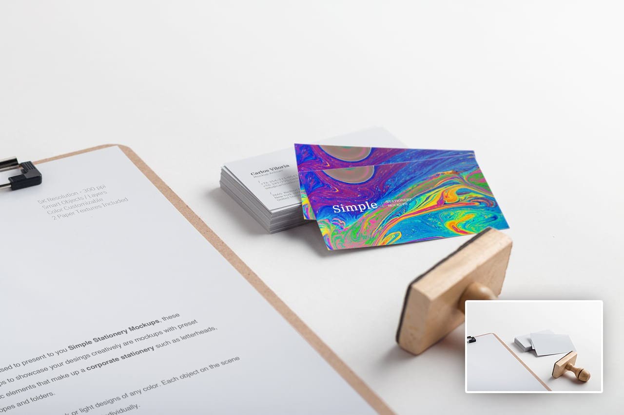 a4 clipboard and business cards mockup 02 178
