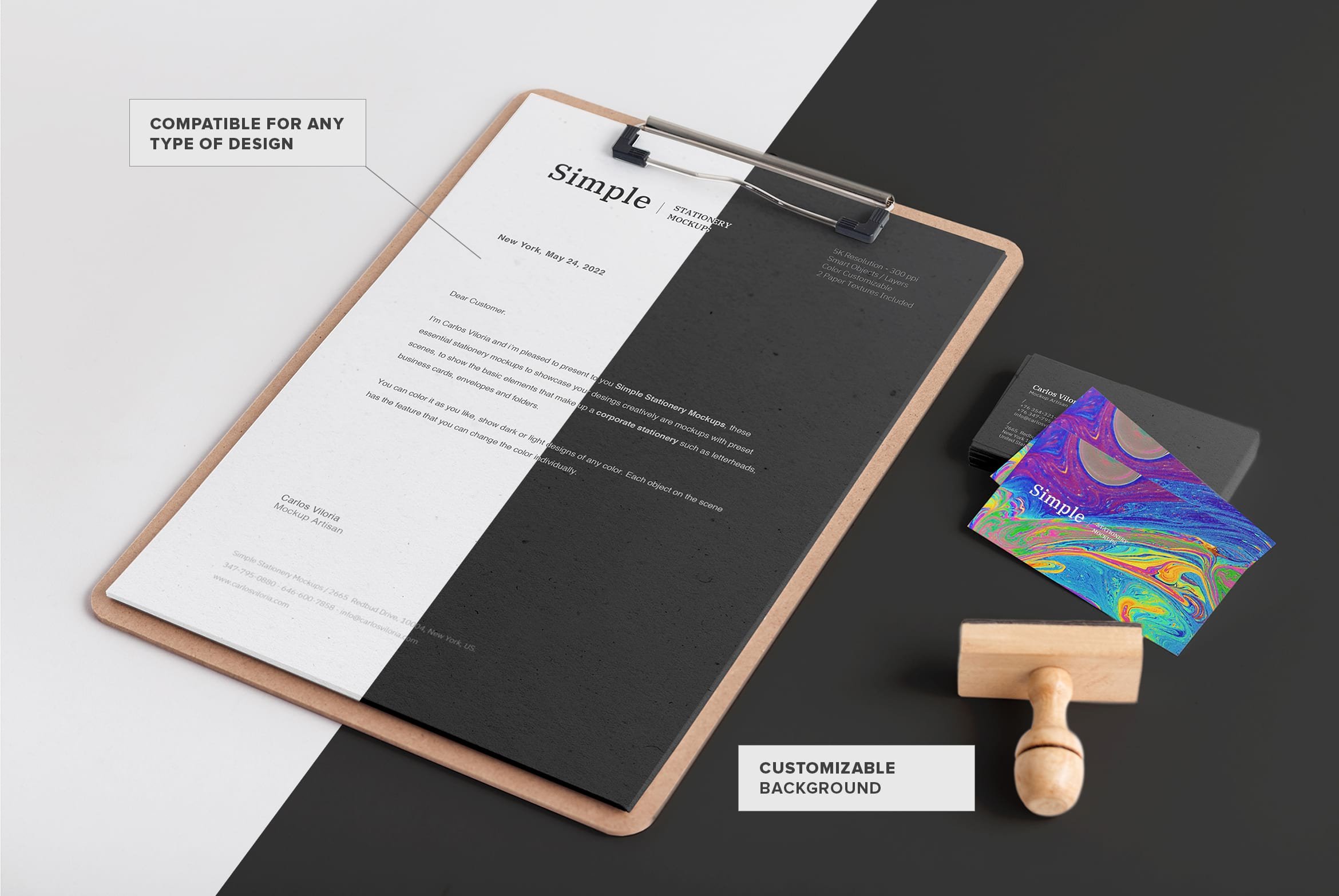 a4 clipboard and business cards mockup bg 264