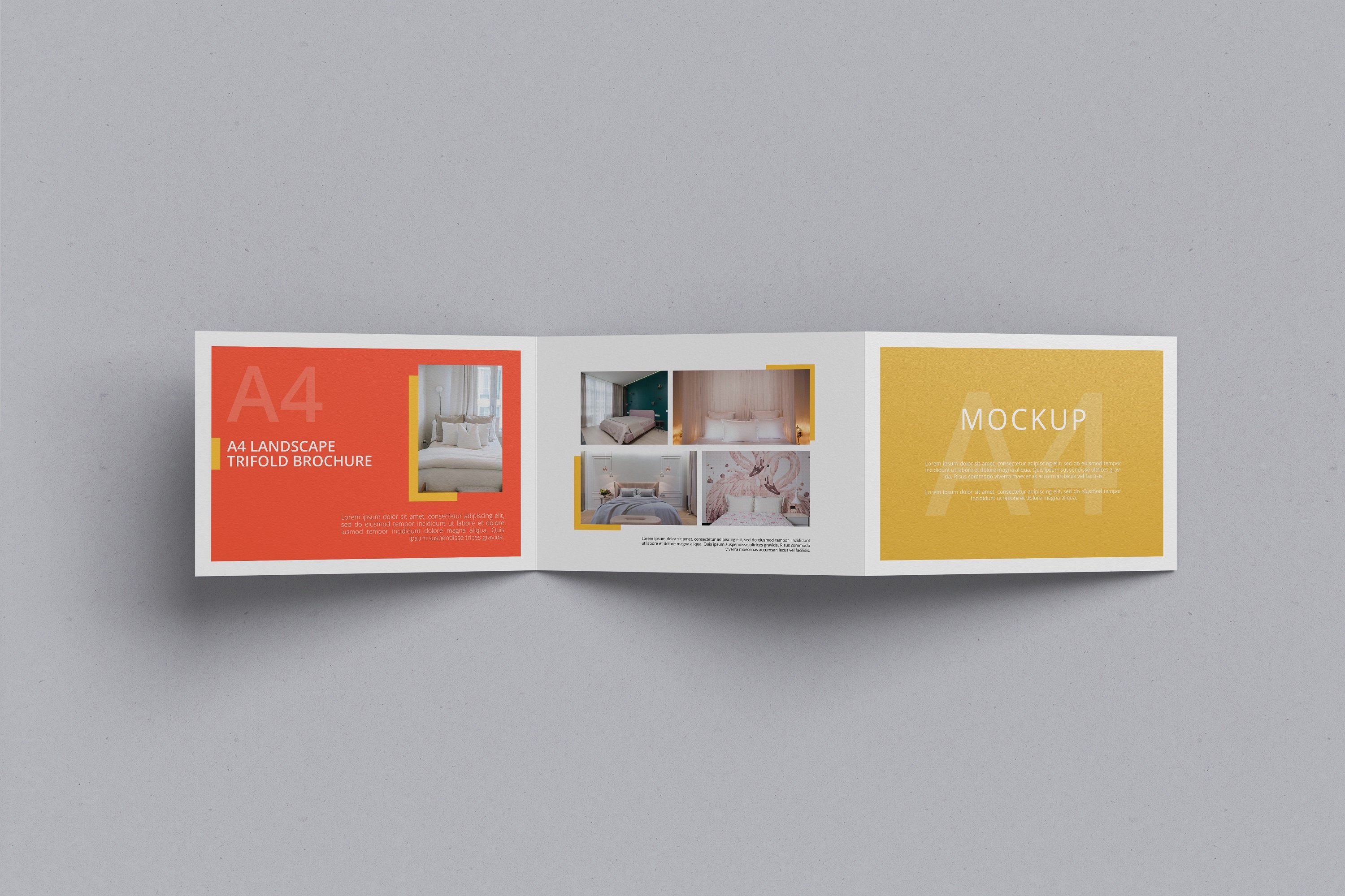 A4 Landscape Trifold Brochure Mockup preview image.