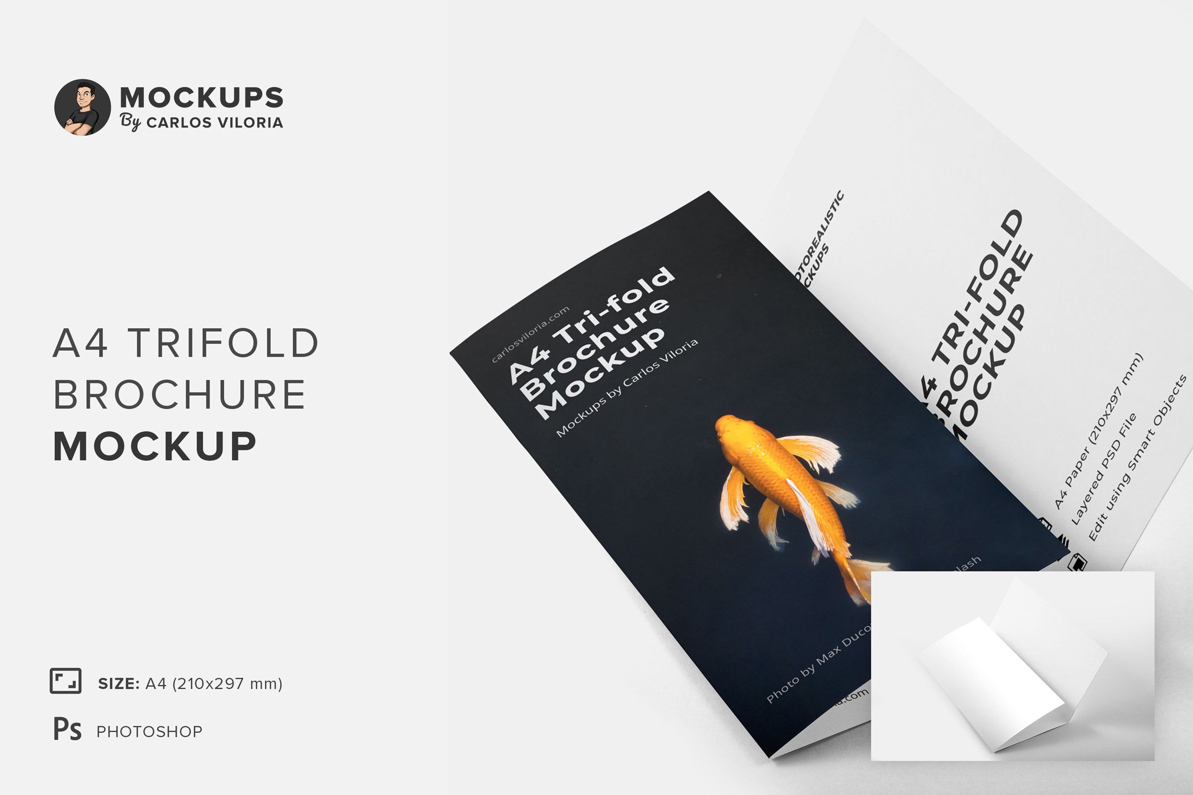 A4 Trifold Brochure Mockup cover image.