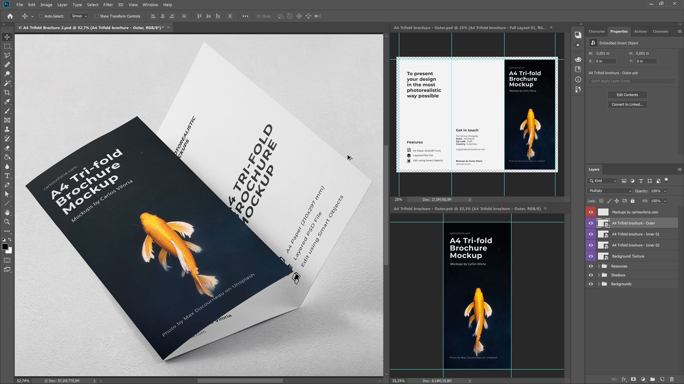 A4 Trifold Brochure Mockup preview image.