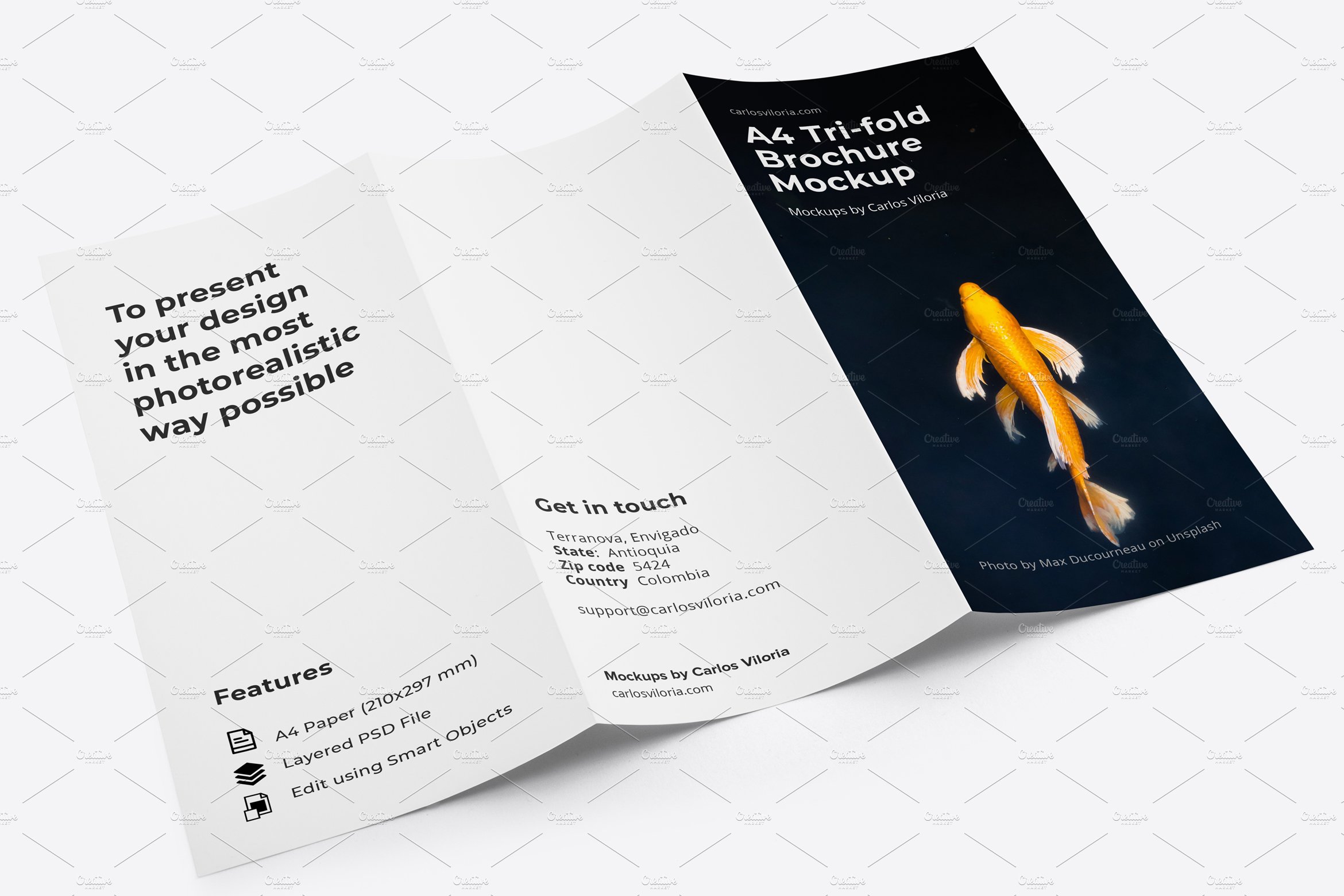 A4 Trifold Brochure Mockup - Outside preview image.