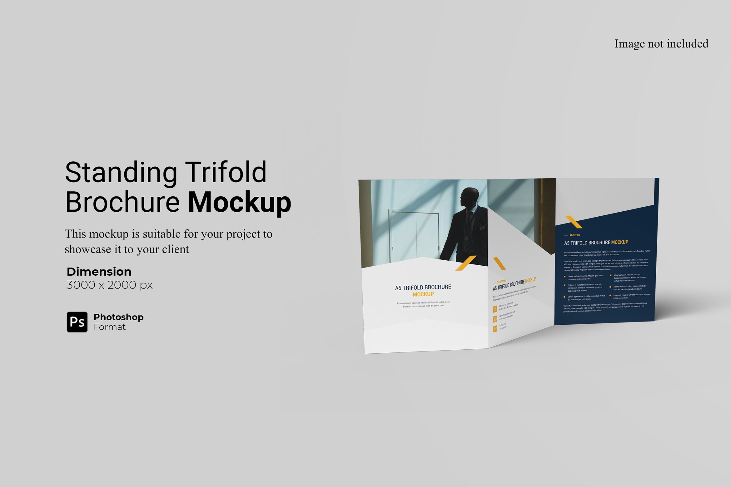 A5 Trifold Brochure Mockup cover image.