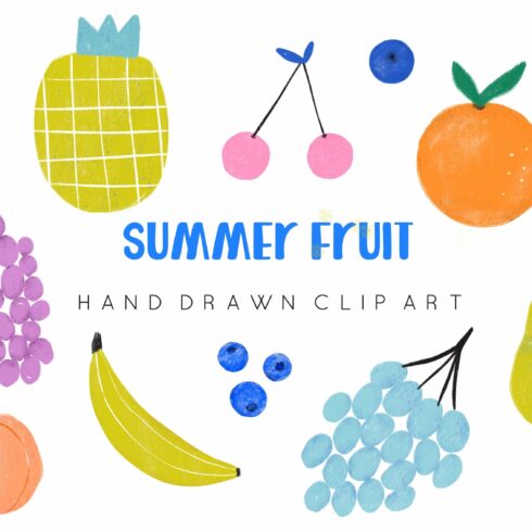 Fruit clipart, handdrawn modern cover image.
