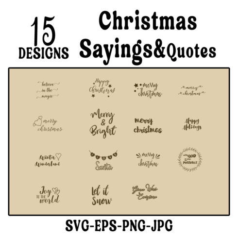 15 Designs Christmas Sayings & Quotes - SVG-EPS-PNG-JPG cover image.