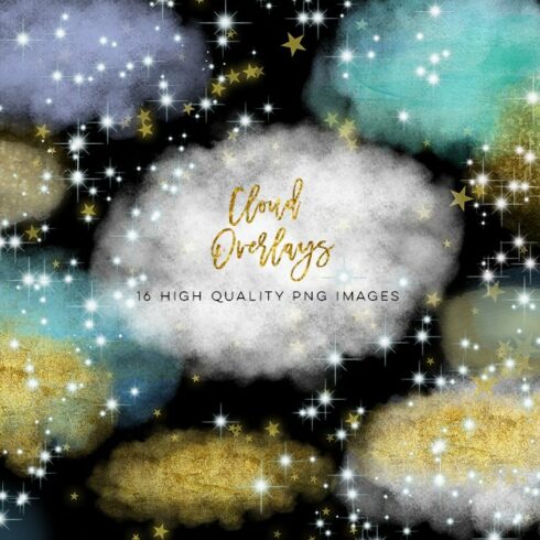 Starry Night Overlays, Star clipart cover image.