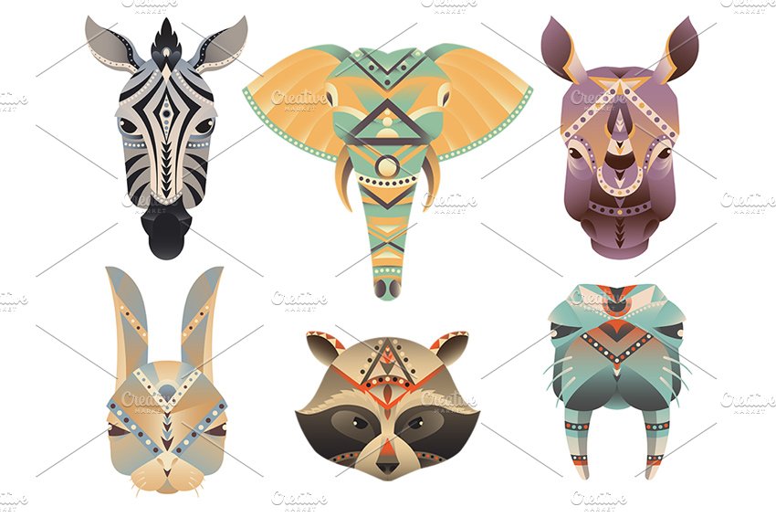Geometric abstract animals head. cover image.