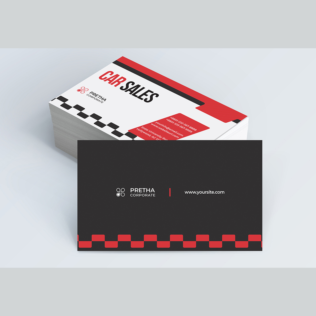 Abstract Dark and Red Business Card With Tire Mark preview image.