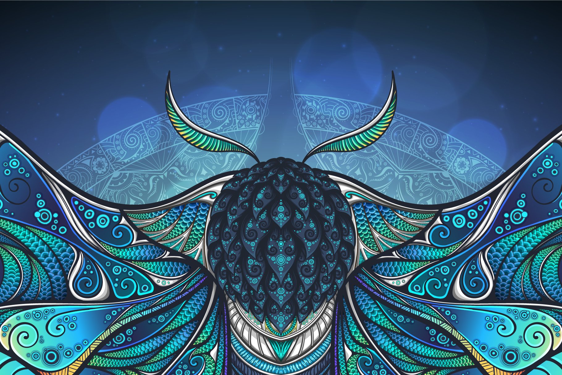 Mystic Moth vector illustration. preview image.