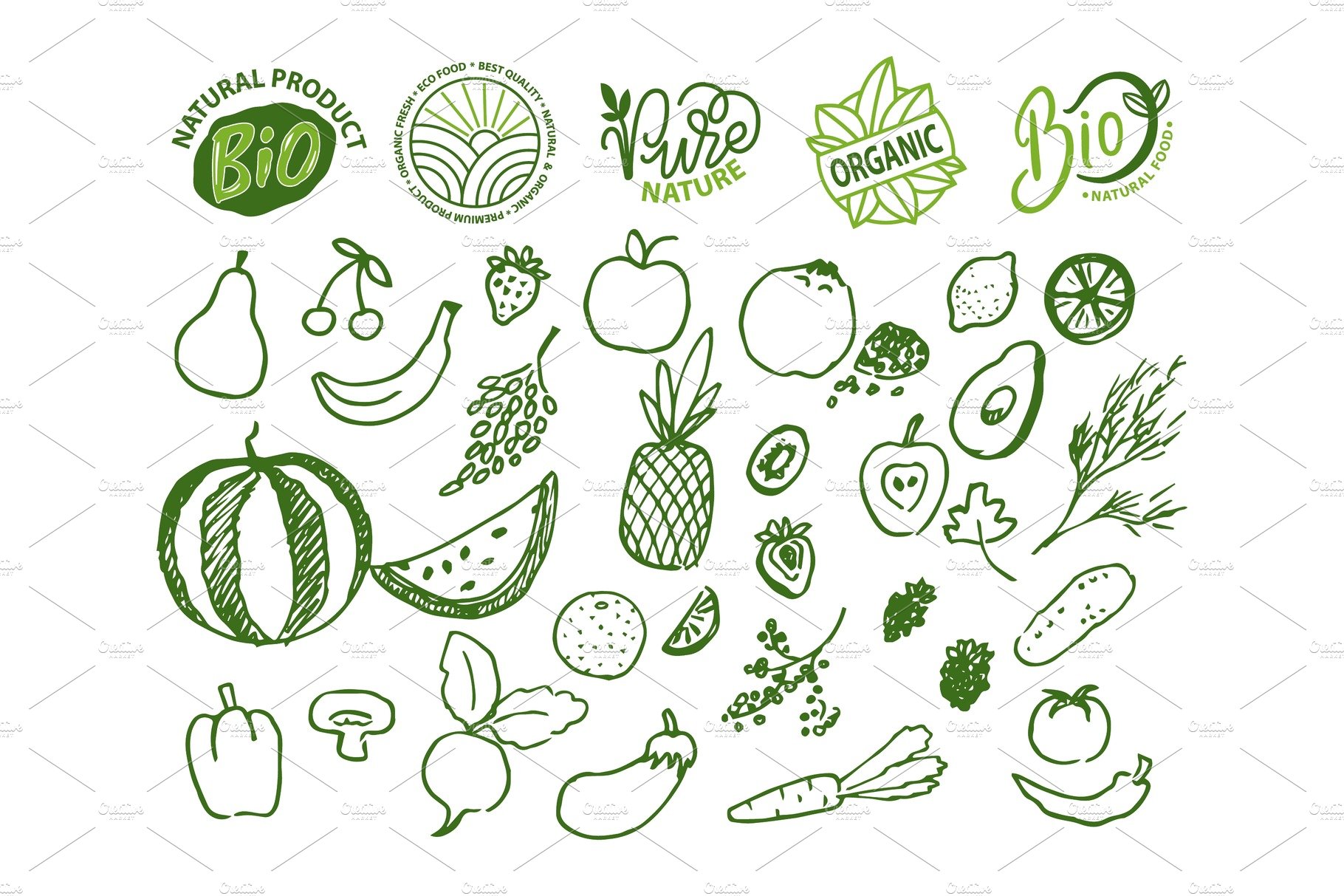 Bio Food and Ingredients, Fruits and cover image.