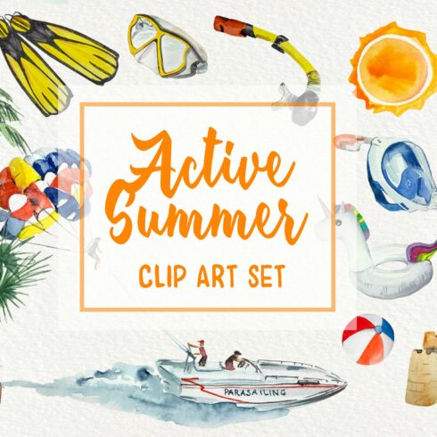 Active Summer - Watercolor Clip Arts cover image.