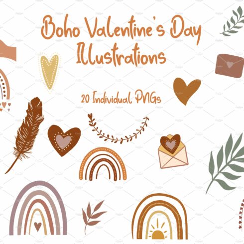 Boho Valentine's Day Illustrations cover image.