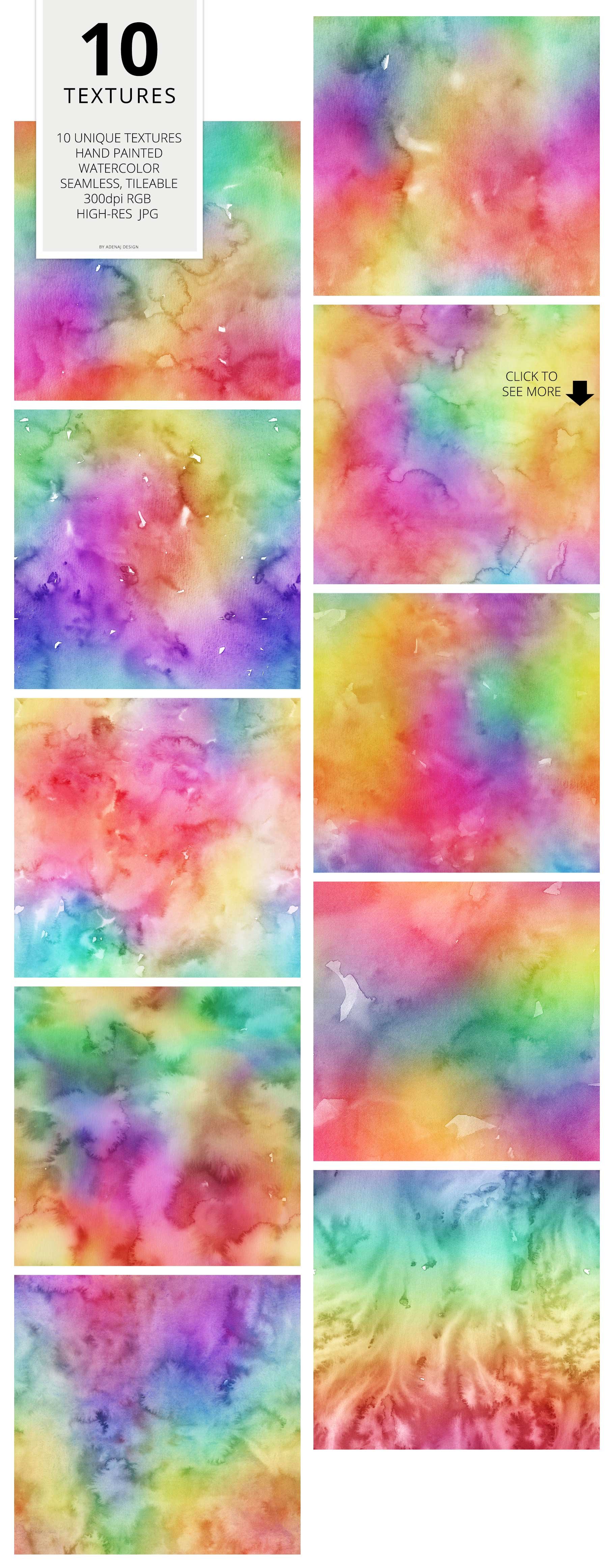 10 Huge Rainbow Watercolors preview image.