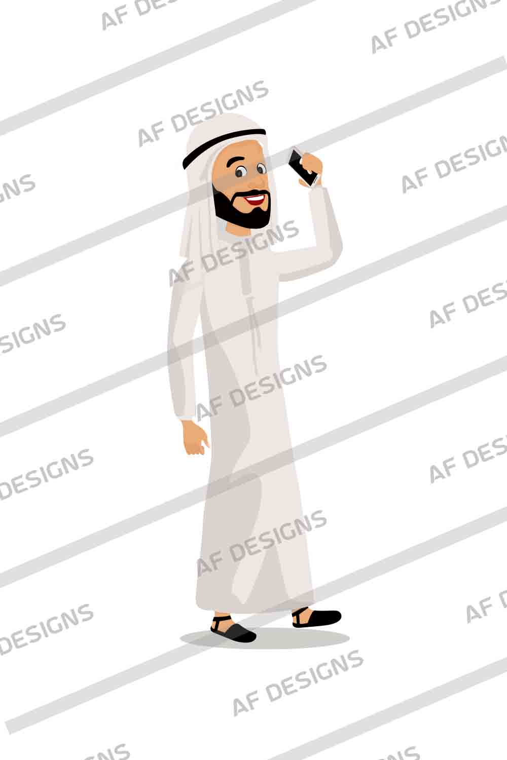 Arab man character with mobile phone pinterest preview image.