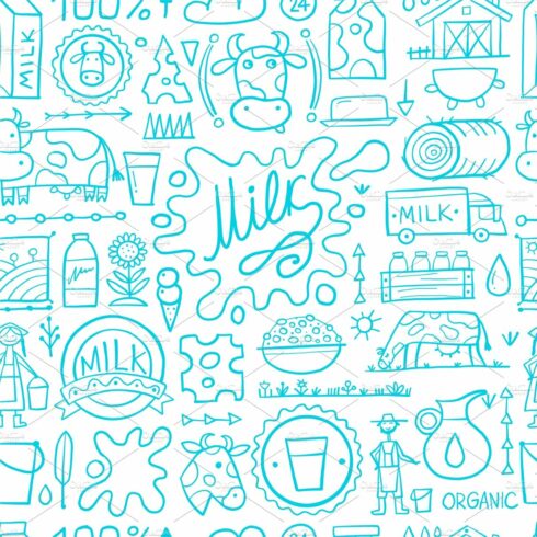 Milk farm, seamless pattern for your cover image.