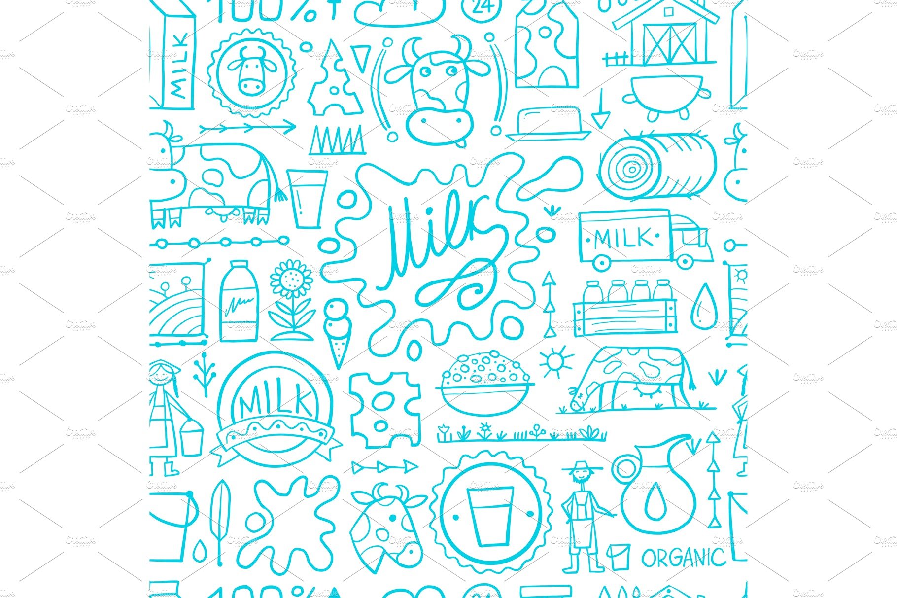 Milk farm, seamless pattern for your cover image.