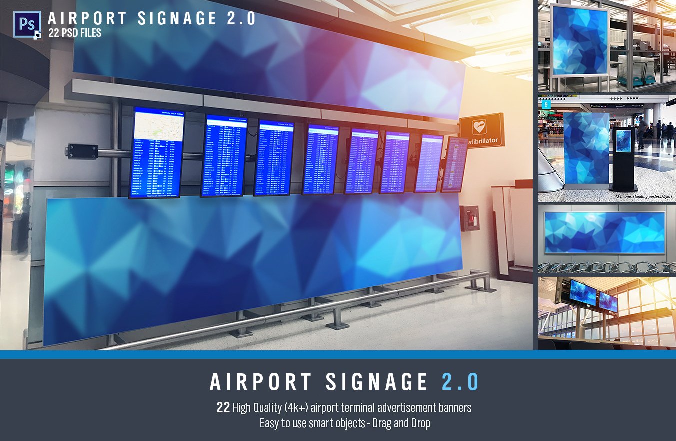 Airport Signage 2.0 - 22psd files cover image.