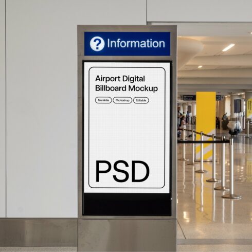 Airport Digital Billboard Mockup PSD cover image.