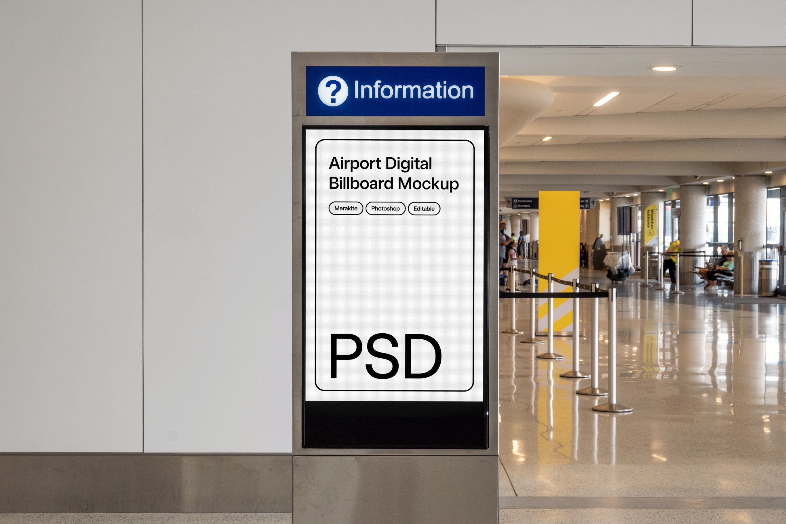 Airport Digital Billboard Mockup PSD cover image.