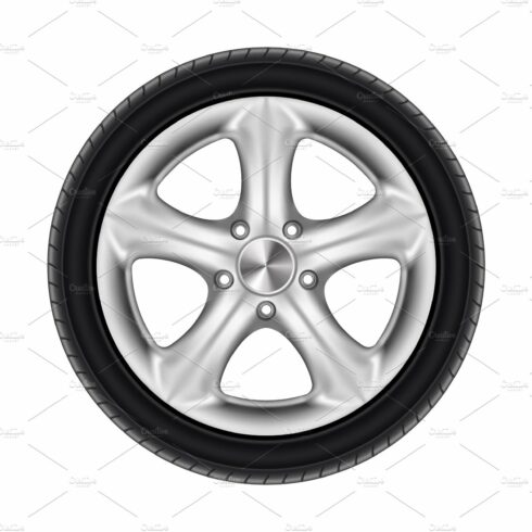 Black rubber car wheel, tyre, tire cover image.