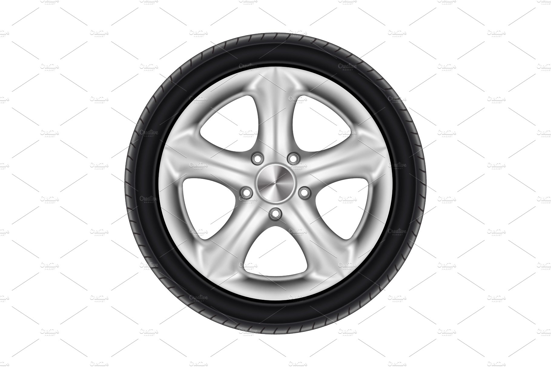 Black rubber car wheel, tyre, tire cover image.