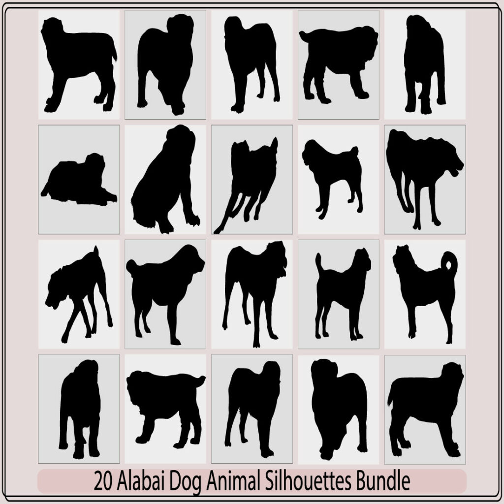 Black dog silhouette. Running and jumping central asian shepherd dog ...