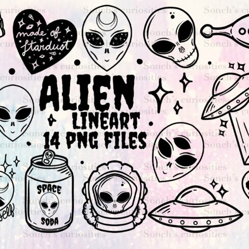 Aliens - spooky/celestial PNG files cover image.