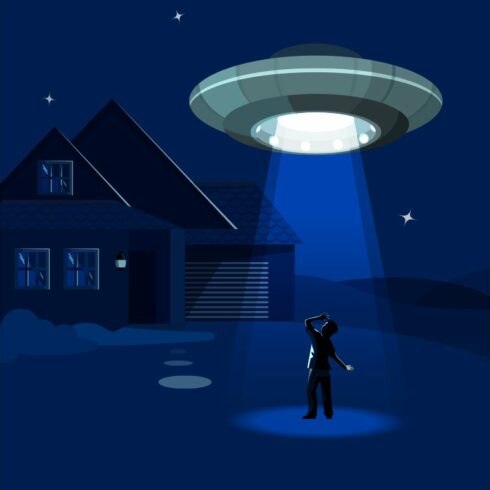 Aliens spaceship abducts the man cover image.