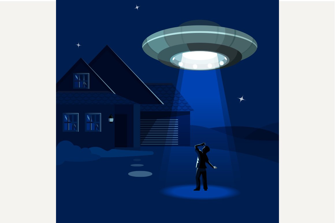 Aliens spaceship abducts the man cover image.