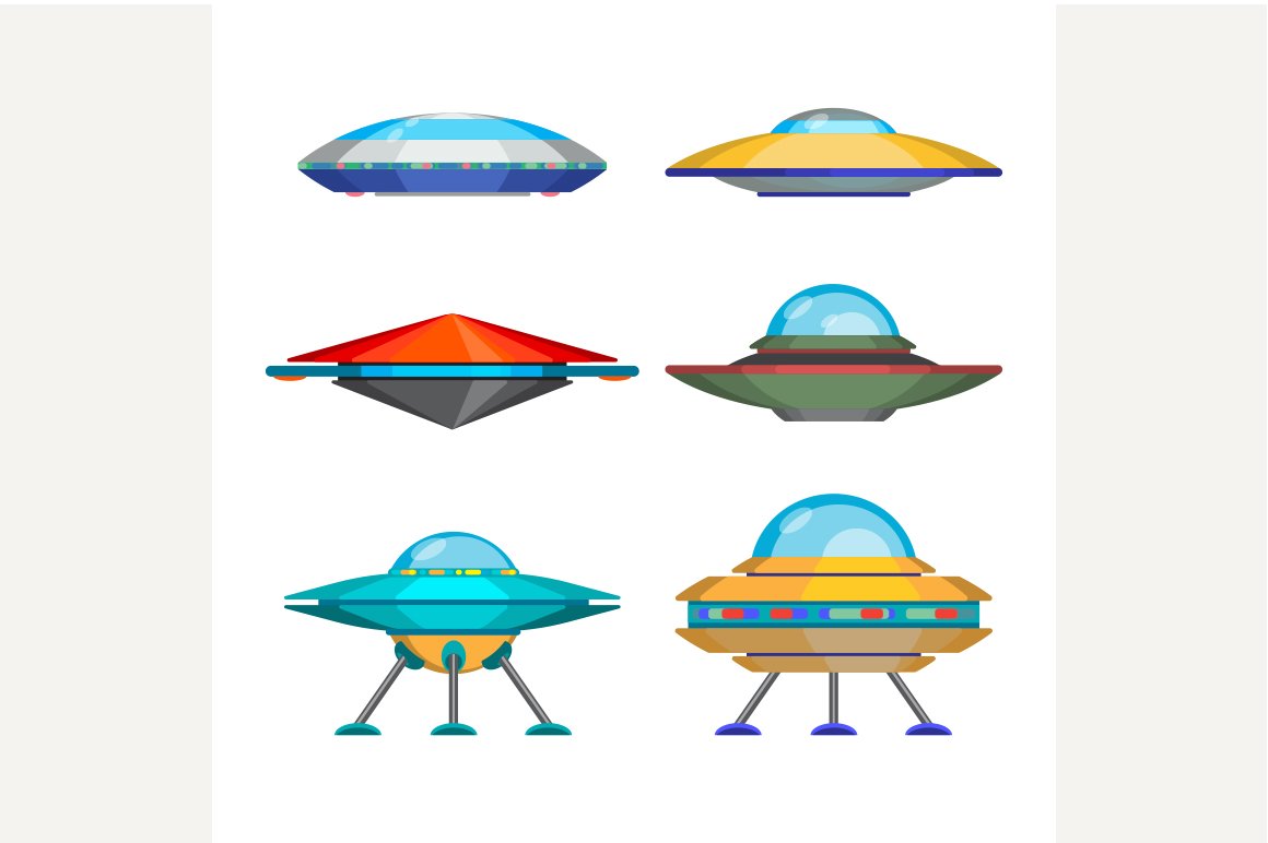 Cartoony funny aliens spaceships cover image.