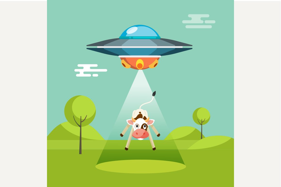 Aliens spaceship abducts the cow cover image.