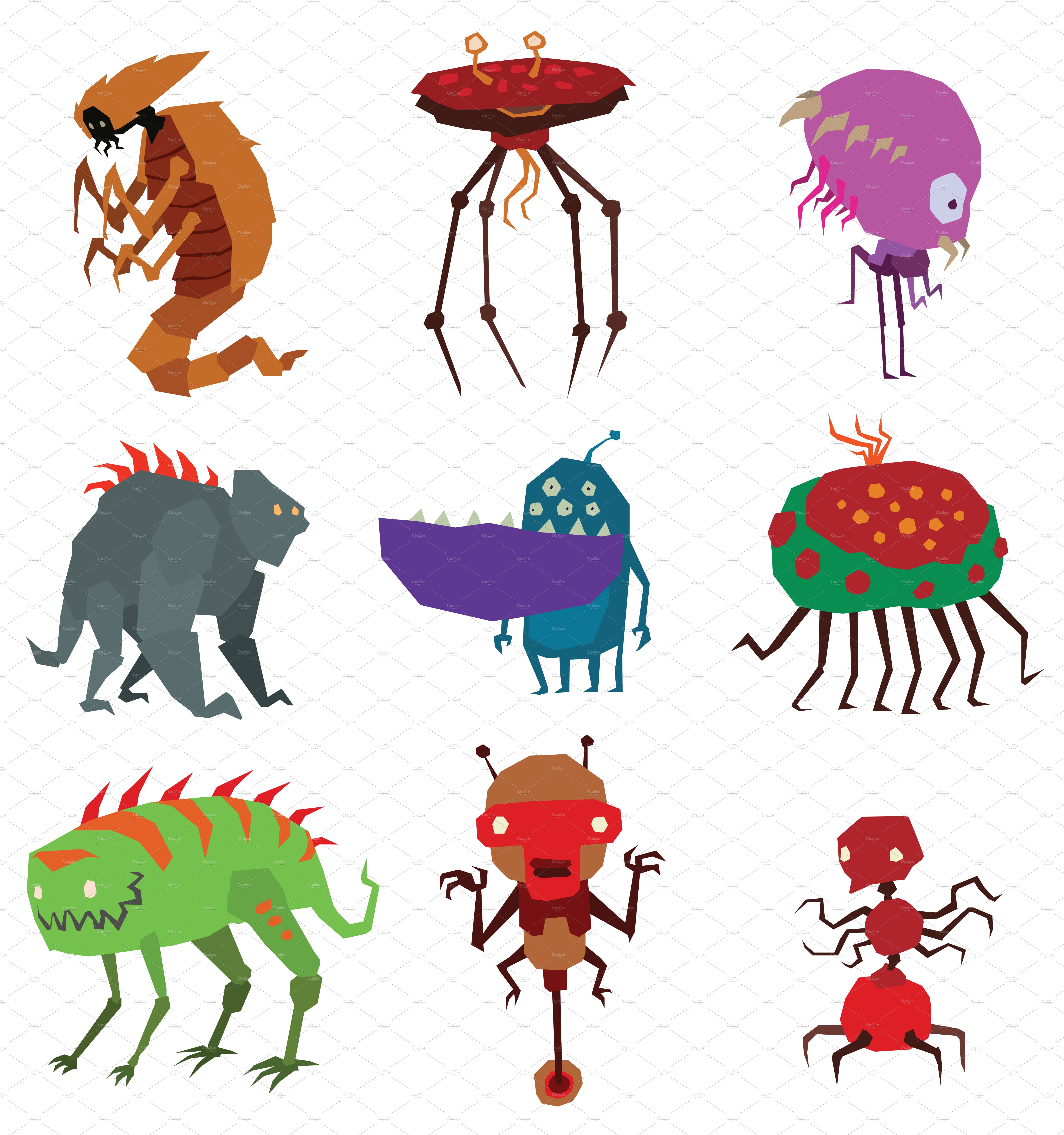 Aliens monsters vector cover image.