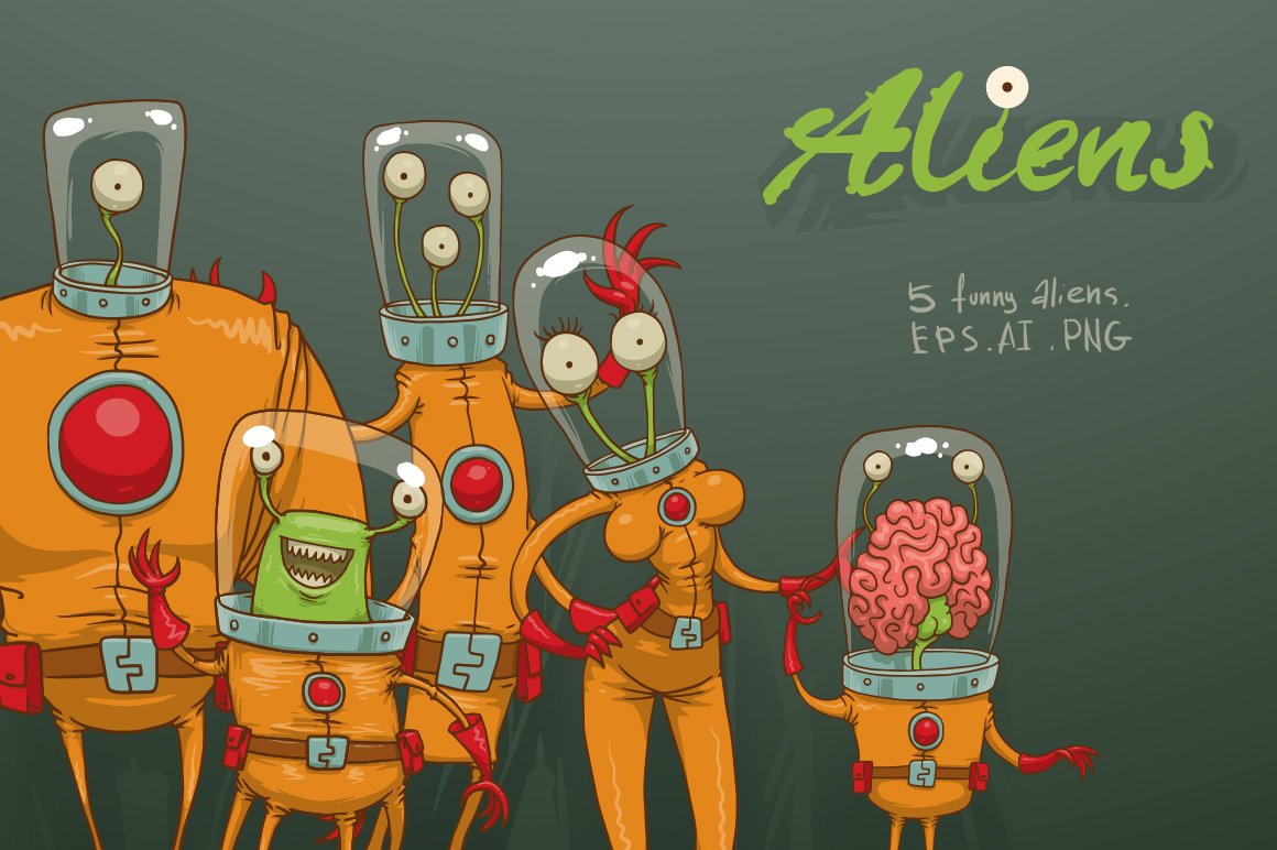 Aliens bundle, vector cover image.