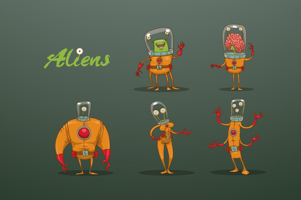 Aliens bundle, vector preview image.
