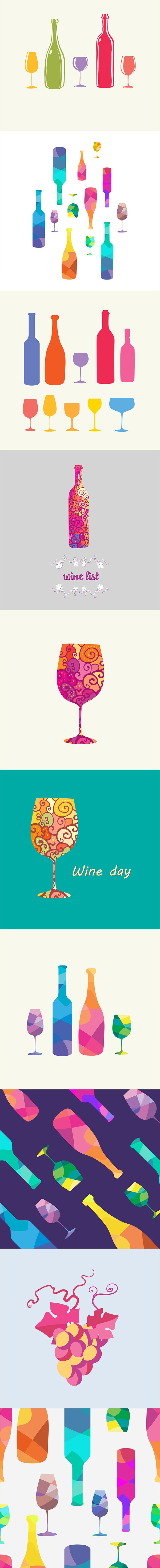 Wine bottle and a wineglasses preview image.