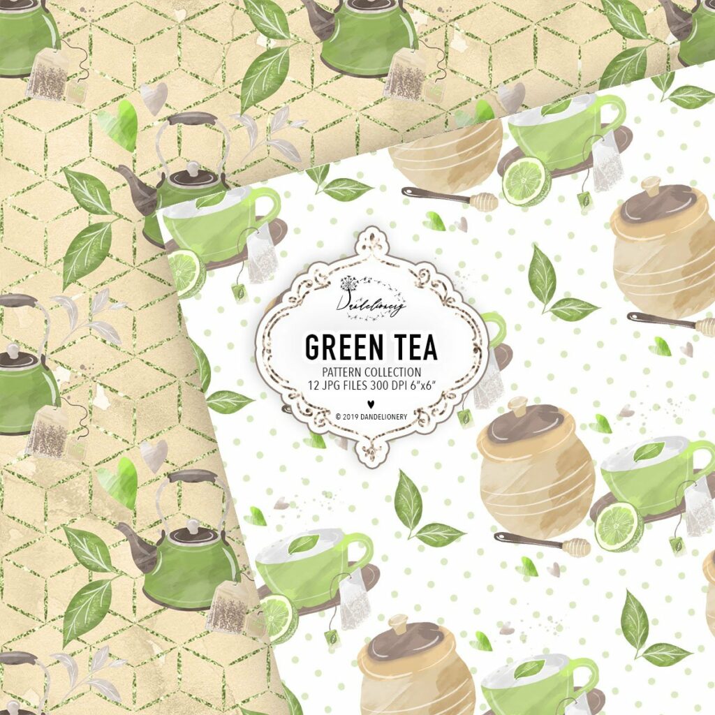 Green Tea digital paper pack – MasterBundles