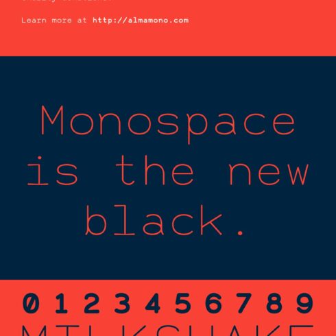 Alma Mono - A monospaced sans serif cover image.
