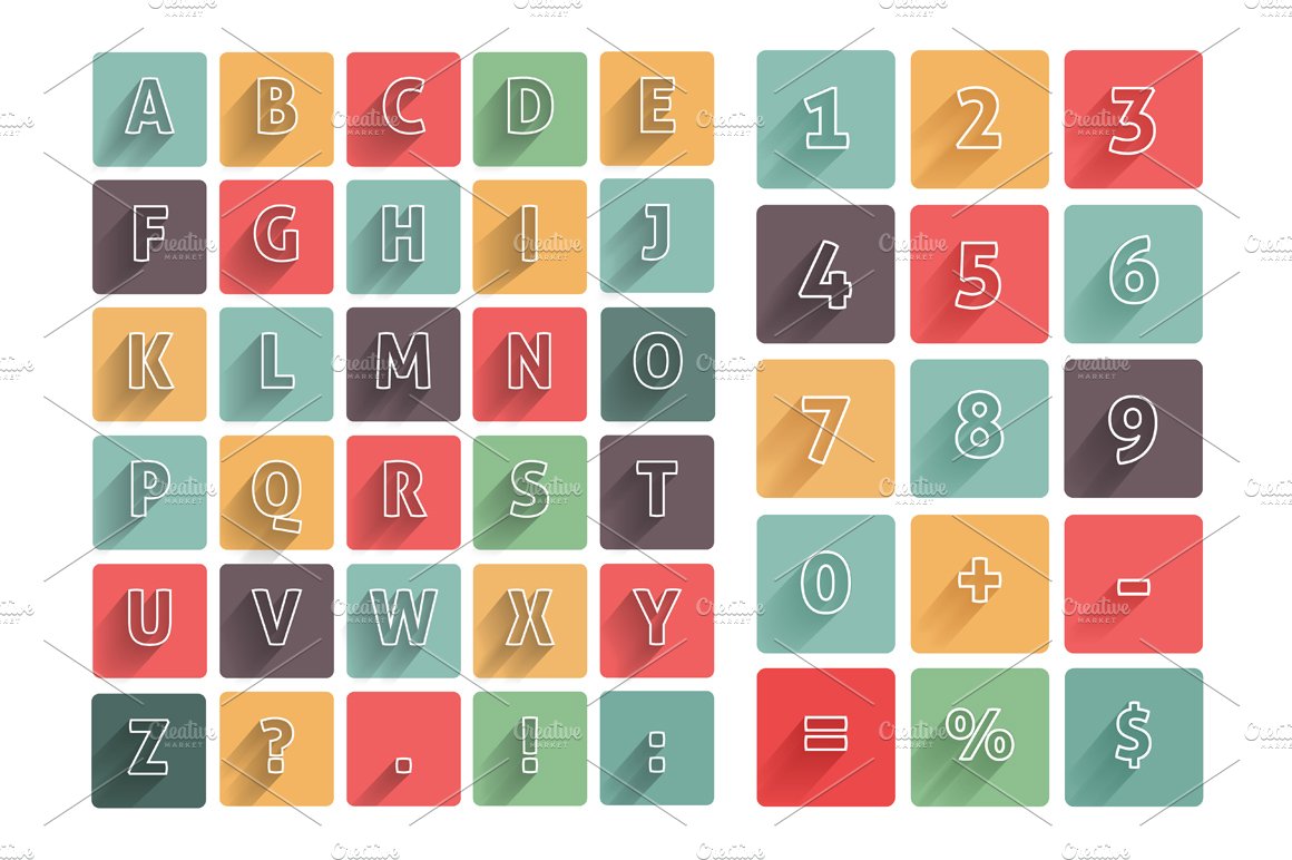 Flat alphabet A-Z icons set cover image.