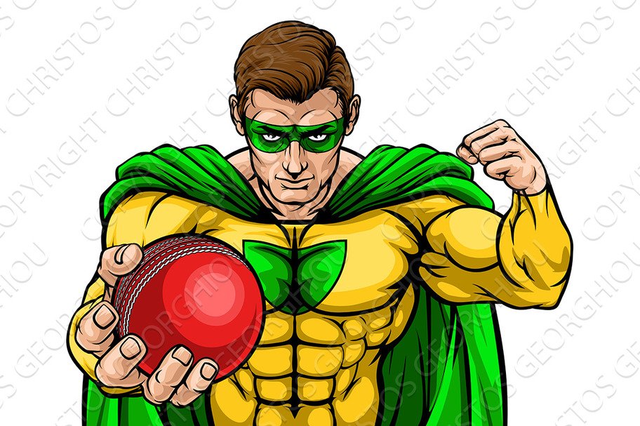 Superhero Holding Cricket Ball cover image.