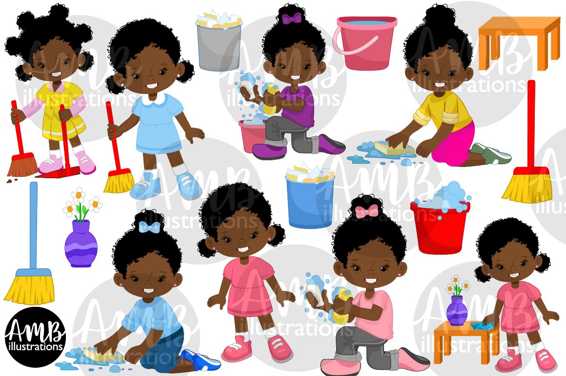 Kids doing chores clipart AMB-2991 preview image.