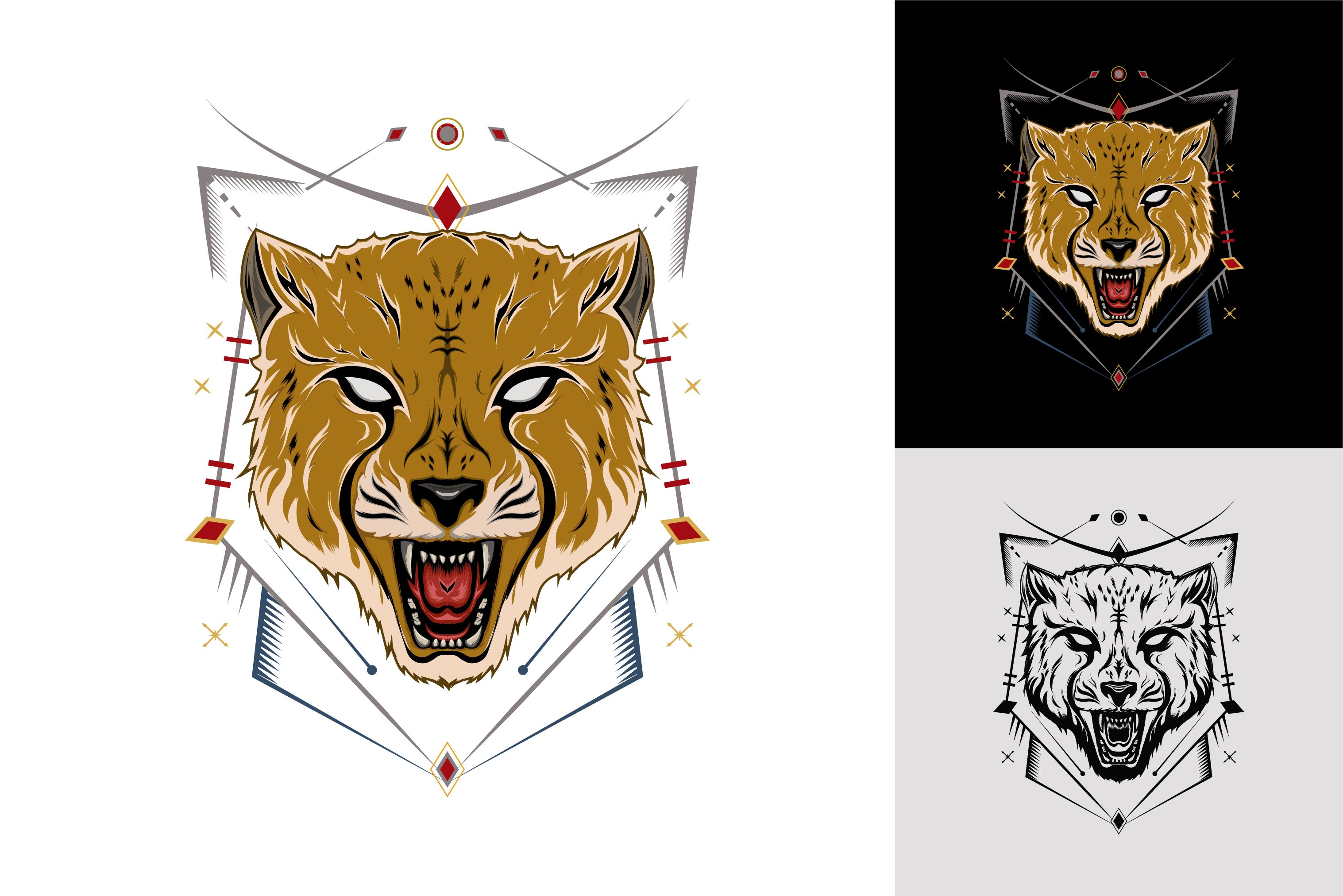 Cheetah head, wild mascot vector cover image.