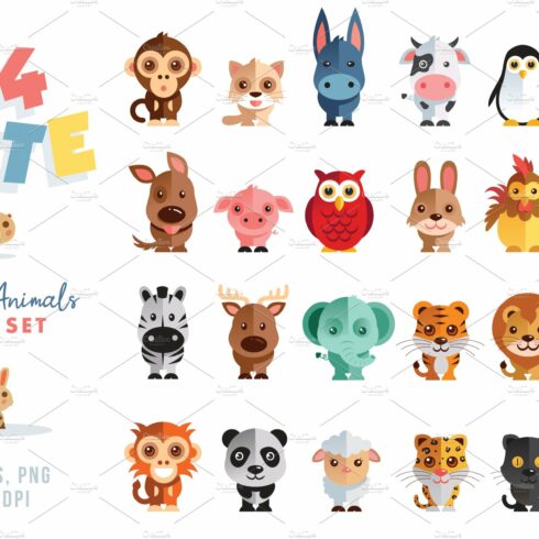 Cute Animals Vector Set cover image.