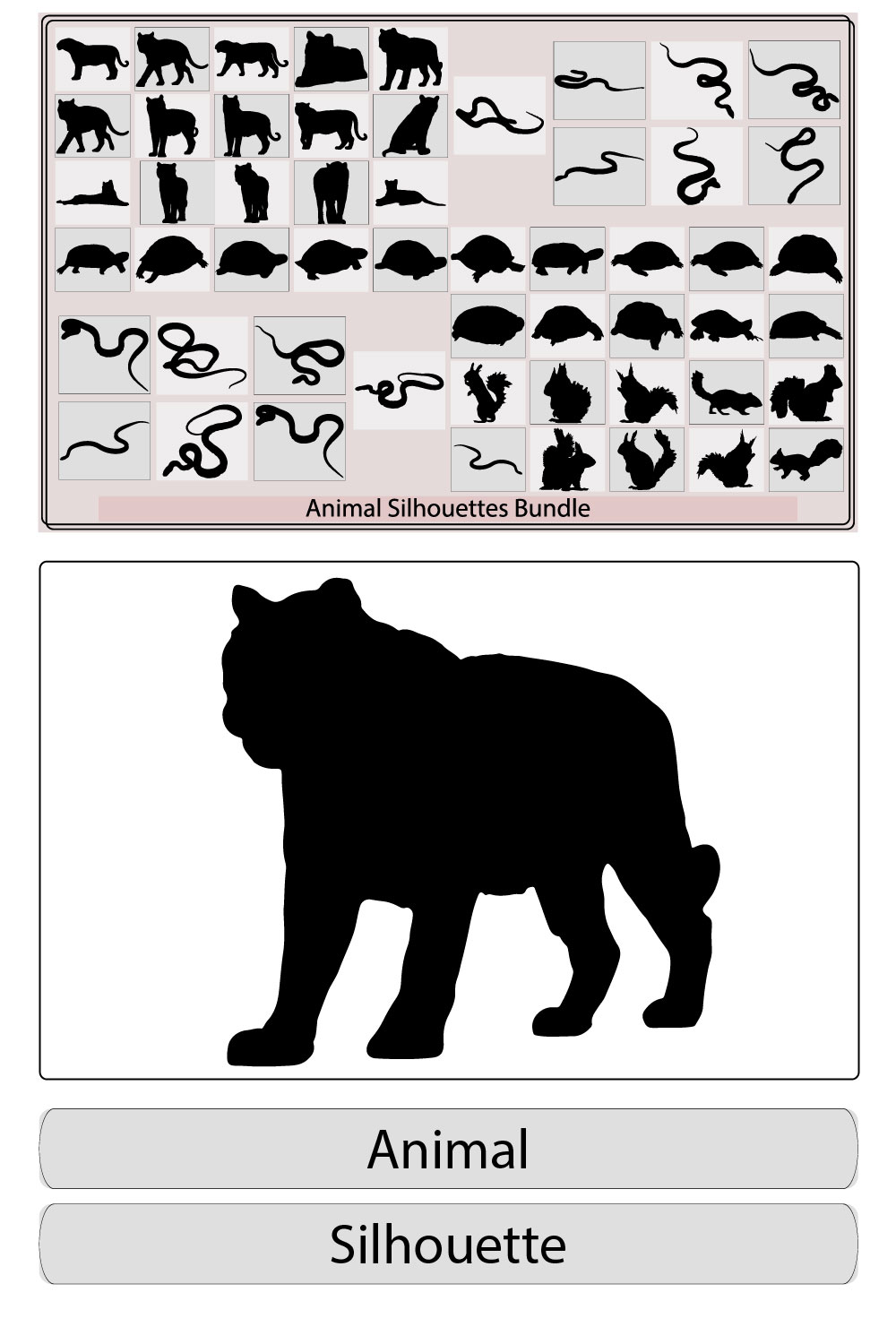 silhouettes of animals ,Animals,Zoo animals collection ,African animals silhouette pinterest preview image.