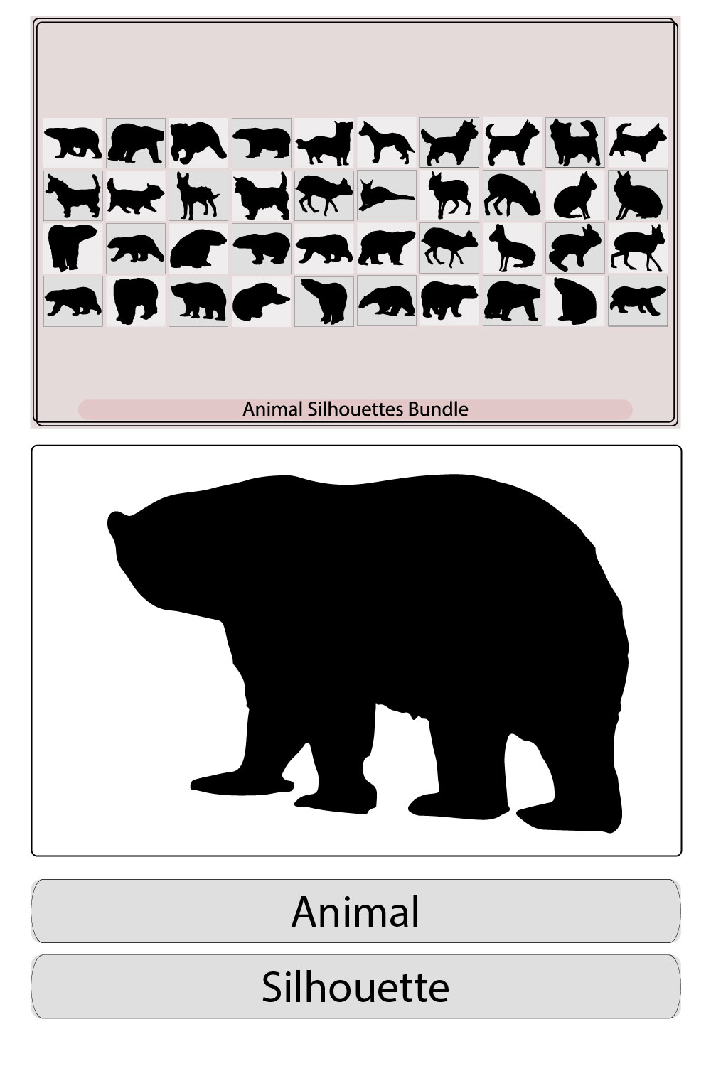 silhouettes of animals ,Animals,Zoo animals collection ,African animals silhouette pinterest preview image.