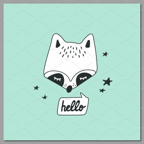 Cute raccoon head vector design cover image.