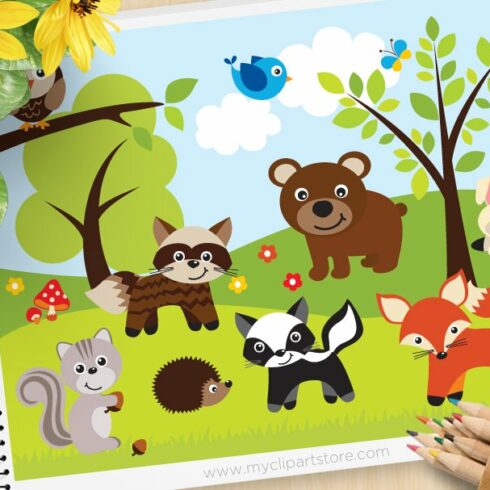 Forrest Animals Clipart + SVG cover image.